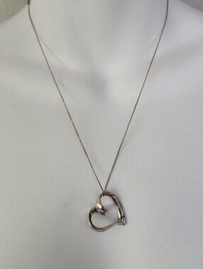 Delicate Sterling Silver 925 Heart Pendant Necklace Italy 925 Sterling Chain